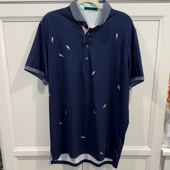 Greyson Mens Polo Skysail Maltese Mens LG All Over Print Pattern Golf Stretch - Picture 1 of 6